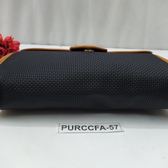 Authentic YSL - Yves Saint Laurent clutch bag Vintage PVC leather black/ brown - Picture 8 of 15